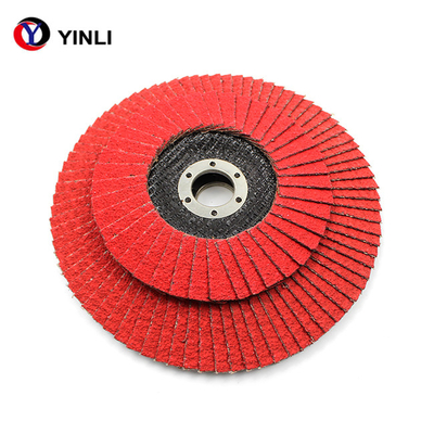 Bright Red 4.5 Inch Ceramic Flap Disc 115mm Flap Disc For Hard Metal