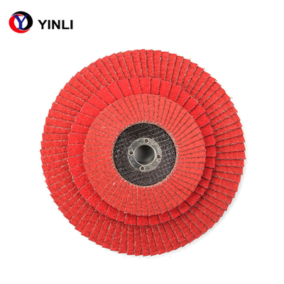 Bright Red 4.5 Inch Ceramic Flap Disc 115mm Flap Disc For Hard Metal