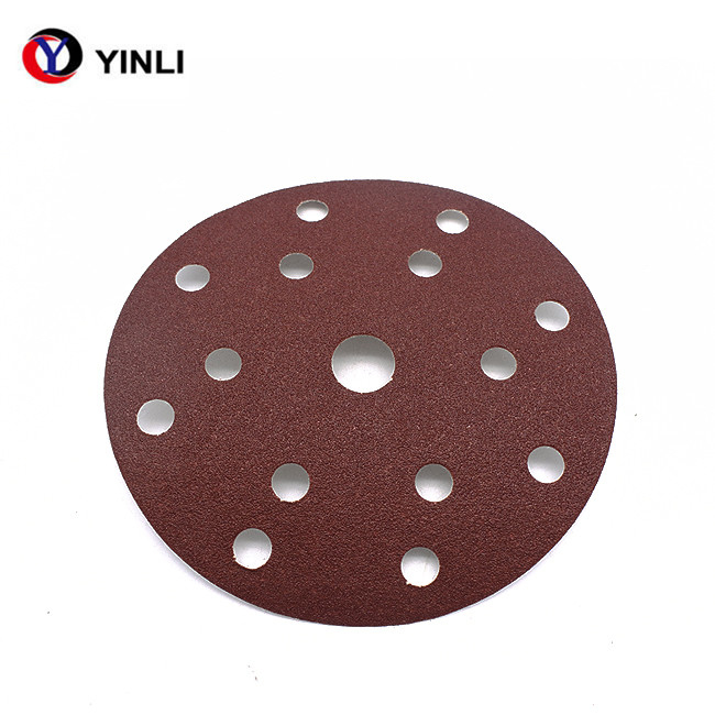 6 Inch Red Aluminum Sanding Disc Abrasive Grinding Wheel 120 Grit With Holes
