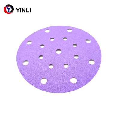 Trous de ponçage du disque 9 de zircone de base de film de polyester de 6 pouces 150mm 15 trous pour l'automobile